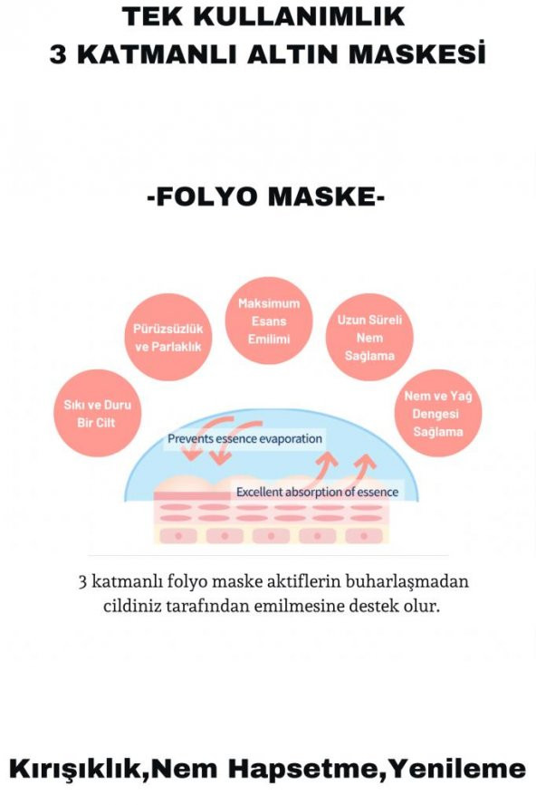 Dermal 2 ADET Tek Kullanımlık 3 Katmanlı Altın Folyo Göz Maskesi X2 Adet - 4