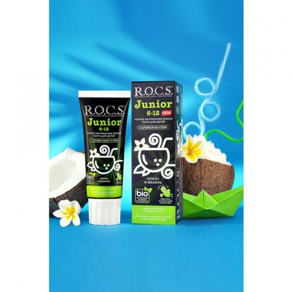 Rocs Junıor 6-12 Yaş Hindistan Cevizi & Vanilya Tadında Florürsüz Diş Macunu - 74G - Resim 2