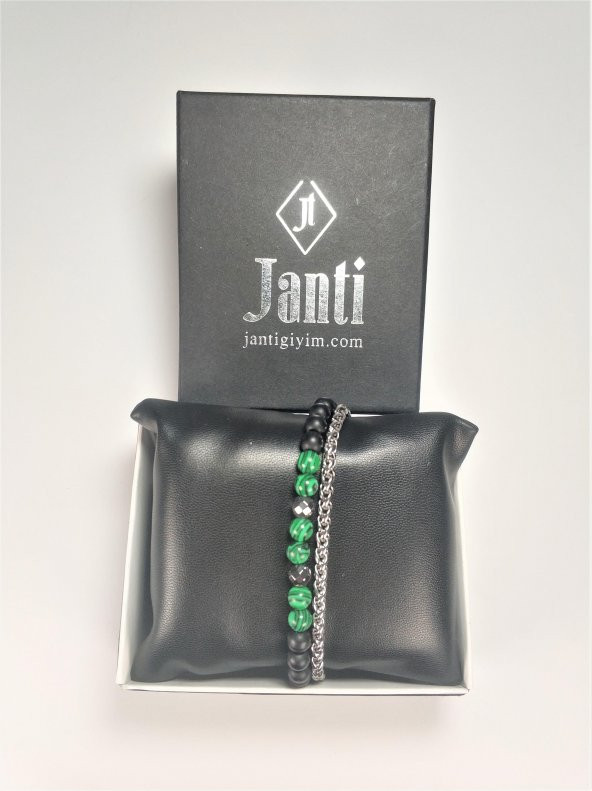 JTAW23ÇEB1115 PASLANMAZ ÇELİK BİLEKLİK ve CEYT ONYX HEMATİT BİLEKLİK KOMBİNİ KUTULU GARANTİLİ - 2