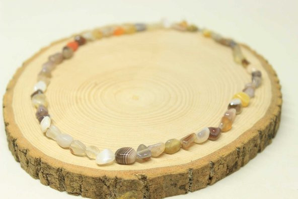 Botswana Taşı Doğal Parçalar Kolye (Klipsli) (25512) - 3