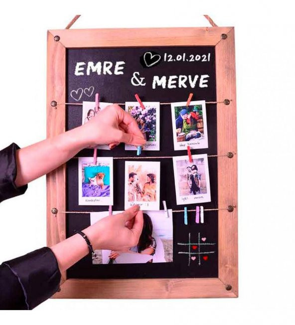 Ahşap Karatahtalı Duvar Fotoğraf Çerçevesi - 2