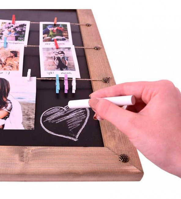 Ahşap Karatahtalı Duvar Fotoğraf Çerçevesi - 4