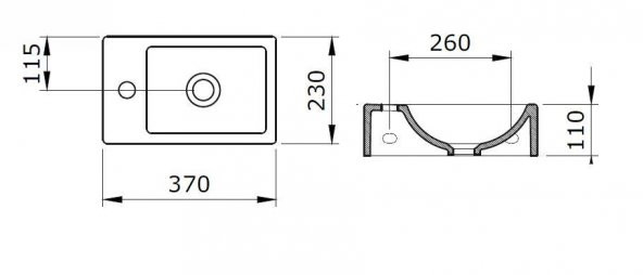 Bocchi Milano Dar Sağ Lavabo 1419-001-0126 Parlak Beyaz - 2