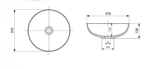 Bocchi Sottile Slim Çanak Lavabo 38 cm Parlak Beyaz 1494-001-0125 - Resim 2