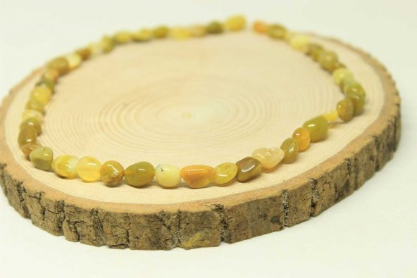 Sarı & Yeşil Opal Taşı Doğal Parçalar Kolye (Klipsli) (25427) - 3