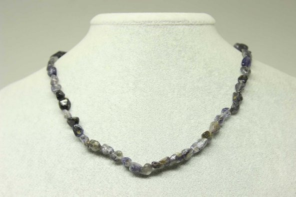 Su Safiri (İyolit) Taşı Doğal Parçalar Kolye (Klipsli) (25412) ürün görseli