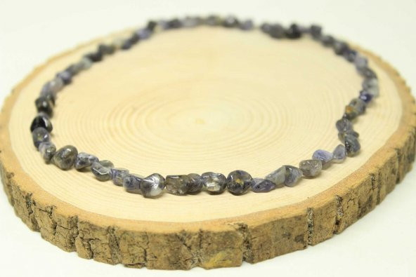 Su Safiri (İyolit) Taşı Doğal Parçalar Kolye (Klipsli) (25412) - Resim 3