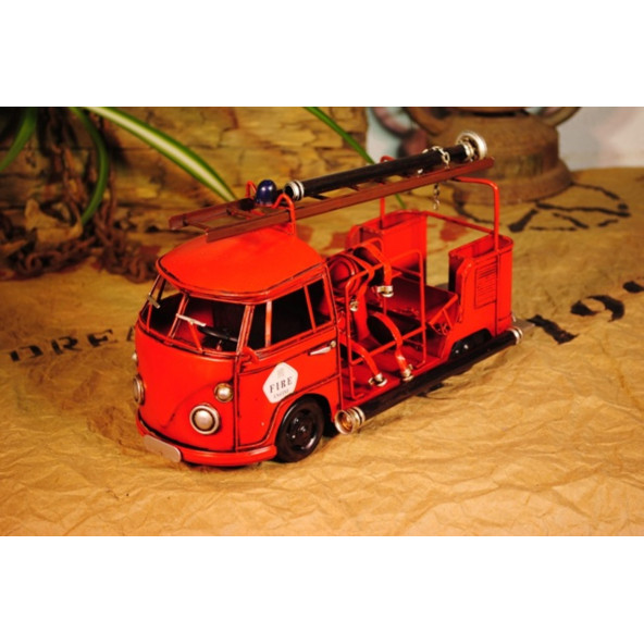 Jayland Metal Eskitilmiş Retro Klasik İtfaiye Vosvos Araba ürün görseli