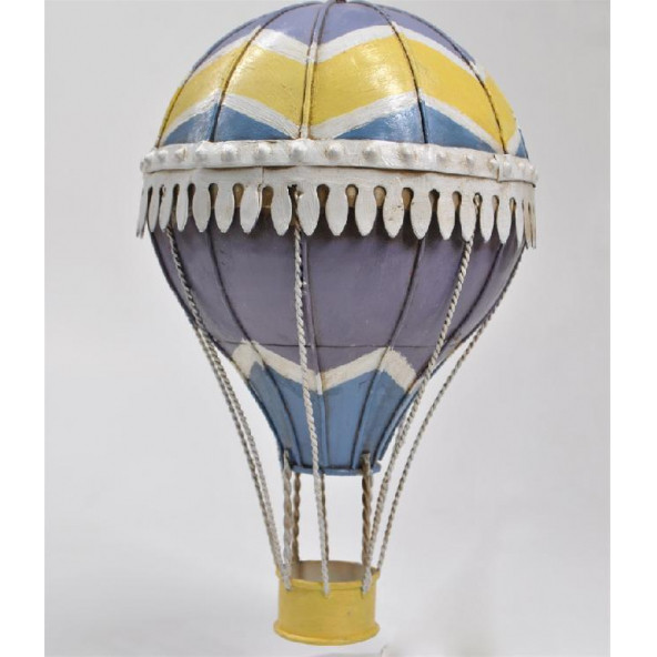 Jayland Metal Eskitilmiş Retro Sarı Mavi Sıcak Hava Balonu ürün görseli