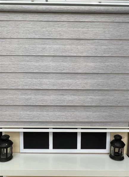 StorBurada Zebra Stor Perde Gri STB 400V04-D  Gri 200 x 260 - Resim 5