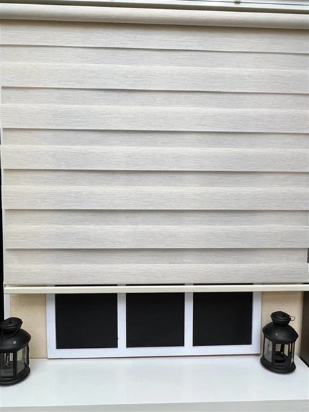 StorBurada Zebra Stor Perde Krem STB 400V12-D  Ekru 90 x 200 - Resim 5