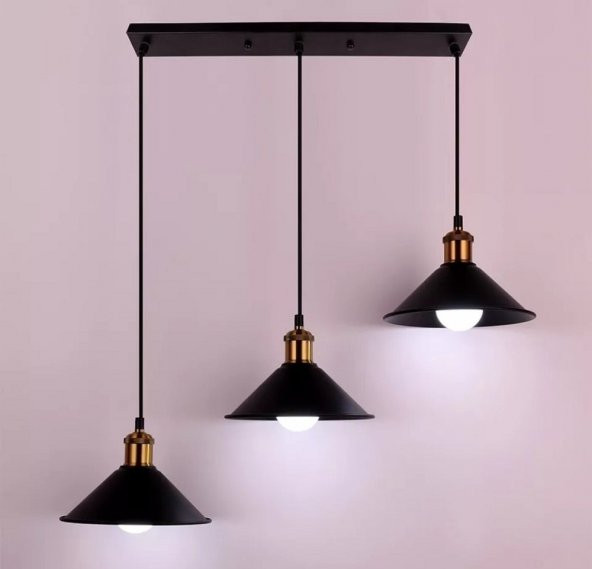MYLİGHTS ÜÇLÜ METAL RETRO RUSTİK MASA ÜSTÜ SIRALI AVİZE SARKIT AVİZE