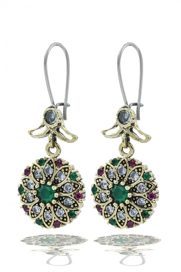 Verde Serisi Yeşil Renkli Ametist Taşlı Gümüş Kadın Otantik Küpe ürün görseli