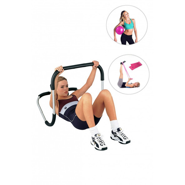 Spor Byfit Roller Karın Kası ve Mekik Aleti + Pilates Denge Topu + Pilates Bandı - 3'LÜ SET