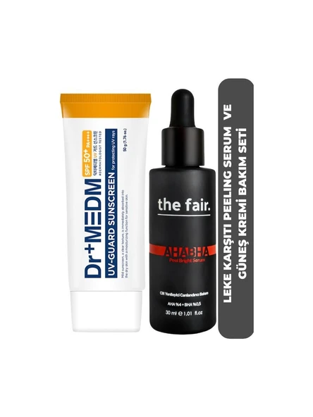 the fair. AhABHA Arındırıcı Cilt Yenileyici Cilt Serumu ve  Dr+Medm 50 SPF Güneş Kremi Bakım Seti ürün görseli 1