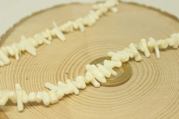 Beyaz Mercan Doğal Küçük Taşlar Dizi (37cm) - Resim 2