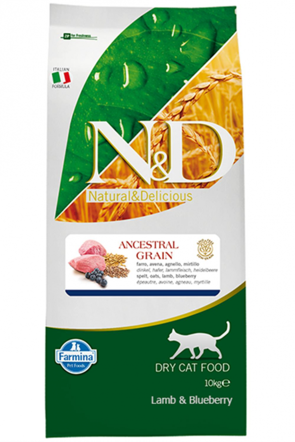 ND Düşük Tahıllı Kuzu Etli Yaban Mersinli Kedi Maması 10 Kg