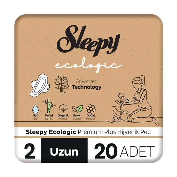 Sleepy Ecologic Premium Plus Hijyenik Ped Uzun 20 Adet Ped