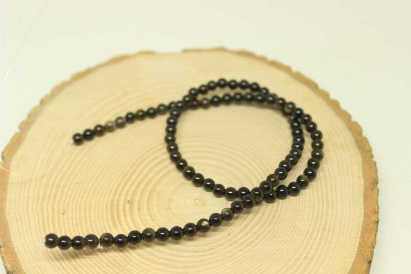 Golden & Siyah Obsidyen Taşı Dizi 4,5mm ürün görseli