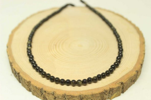 Golden & Siyah Obsidyen Taşı Dizi 4,5mm - Resim 3