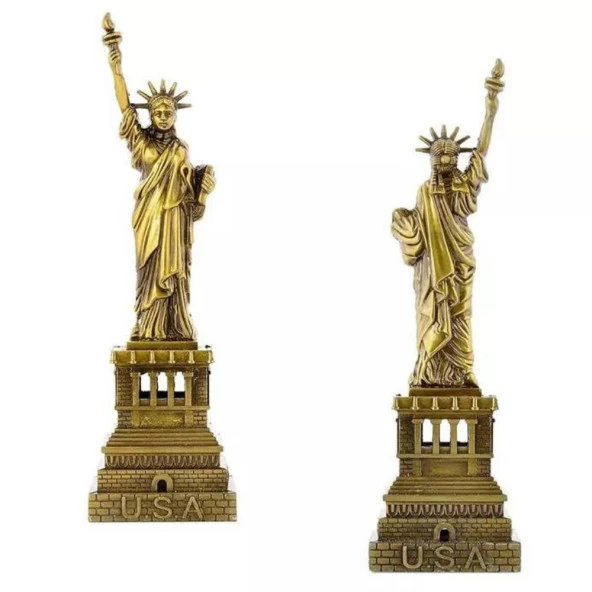 Retro Metal Özgürlük Heykeli Bronz 25 cm - Resim 4