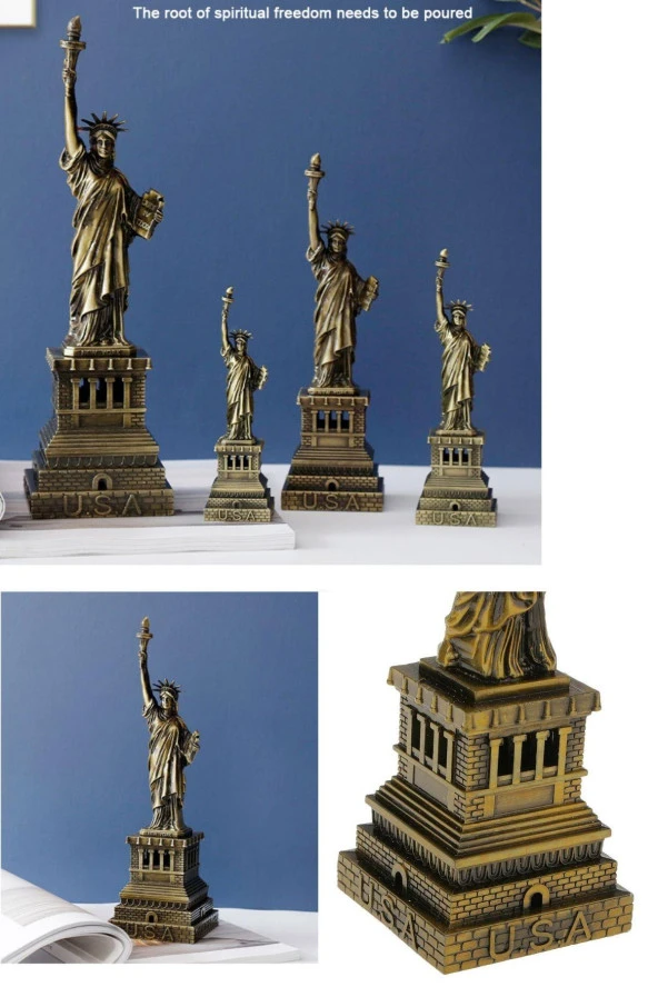 Retro Metal Özgürlük Heykeli Bronz 25 cm - Resim 10