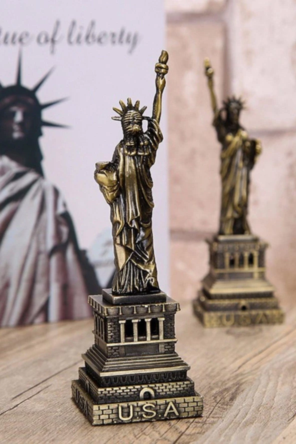 Retro Metal Özgürlük Heykeli Bronz 25 cm - Resim 11