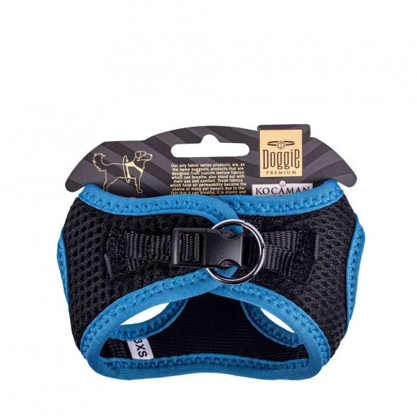 Doggie Havalı Dokuma Neon Serisi Küçük Irk Göğüs Tasması Mavi 3XS-22-26Cm * - 2
