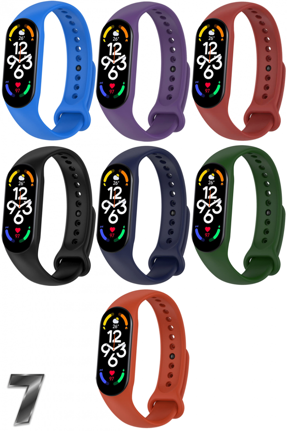 Xiaomi Mi Band 7 Uyumlu Silikon Kordon Seti 7li
