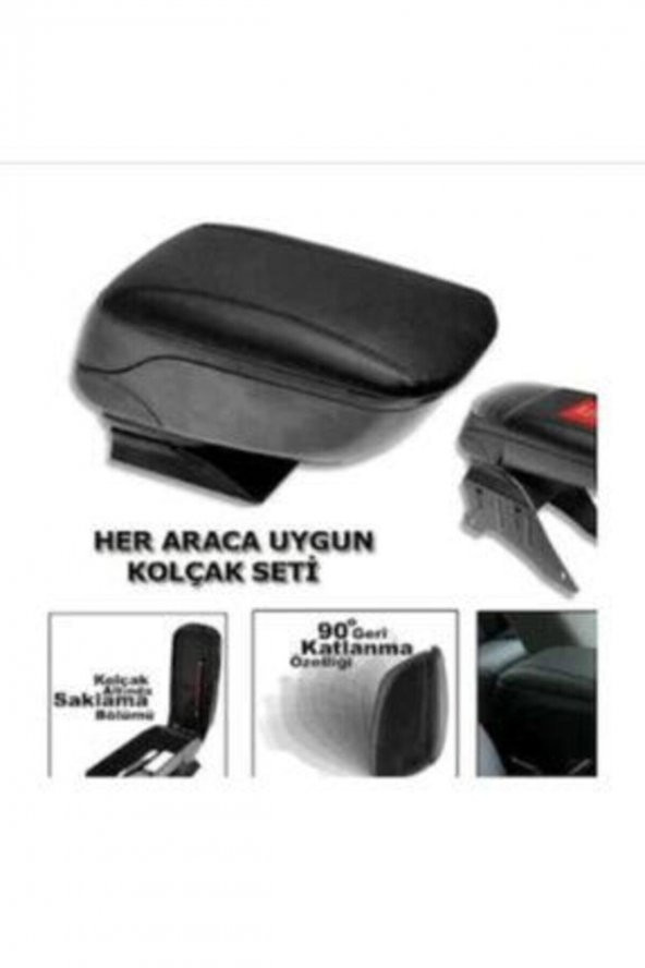 Tüm Araçlarla Uyumlu Oto Kol Dayama Bardaklı Kolçak Siyah Sürgülü - 2
