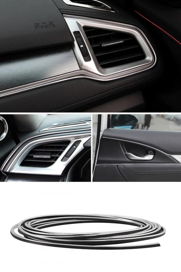 Krom Trim Torpido Fitilli Yeni Nesil Araç Içi Ip Şerit Balık Sırtı Nikelajlı - 2