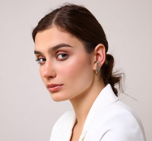 Kadın 2li Burgu & Gümüş Cuff - 4