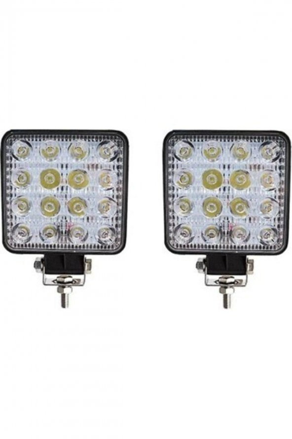 Off Road Sis Farı - Lamba 16 Led Kare Çalışma Lambası 2 Adet