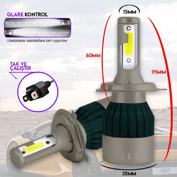 POINT MARKETING H4 White Beyaz Led Xenon Far Ledi Led Zenon Far Ampulü - 3