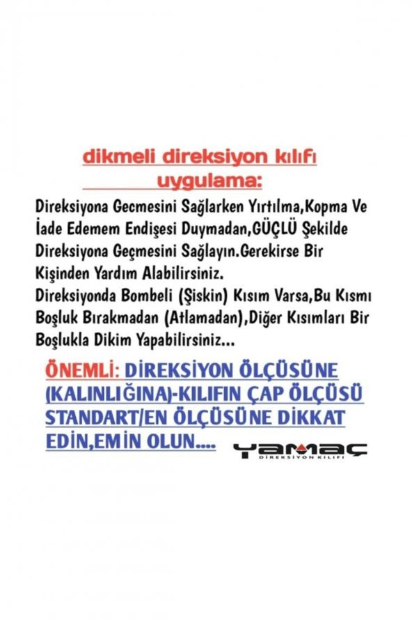 Direksiyon Kılıfı Deri Dikişli Yumuşak Kokusuz Dikmeli Düz - Kırmızı - 4