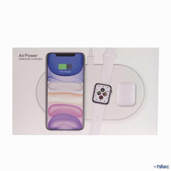ScHitec Air Power 3in1 Telefon/Saat/Airpods Wireless Kablosuz Şarj İstasyonu - 4