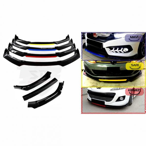 4 Parça Renault Clio 4 - Ön Lip Kırmızı-sarı-mavi Dilli - 4