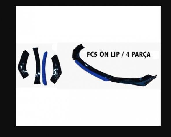 4 Parça Ön Lip Üniversal Ön Tampon Eki Piano Black Kırmızı-mavi - 4
