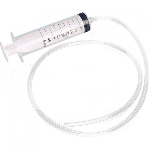 Okul Store Plastik Büyük Şırınga Sıvı Emme Enjektörü 50ML - Şeffaf Sert Hortumlu