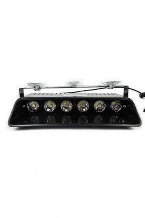 Araç Içi Vantuzlu Çakar Lamba Kırmızı-mavi 12v 6 Ledli 7 Modlu - 3