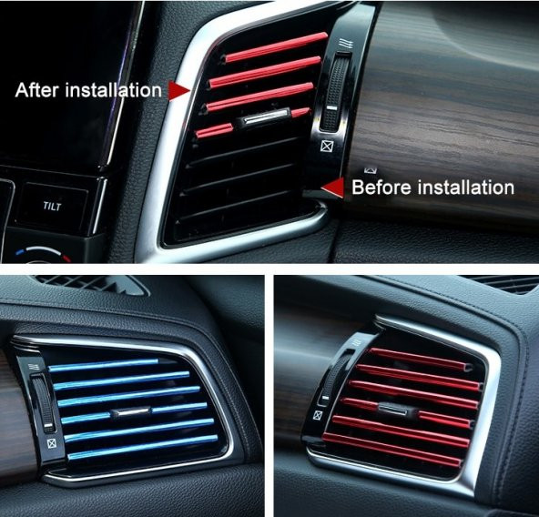 POINT MARKETING Araç Içi Klima Izgara Hava Çıkış Dekoratif Şeritler Klima Şerit - 4