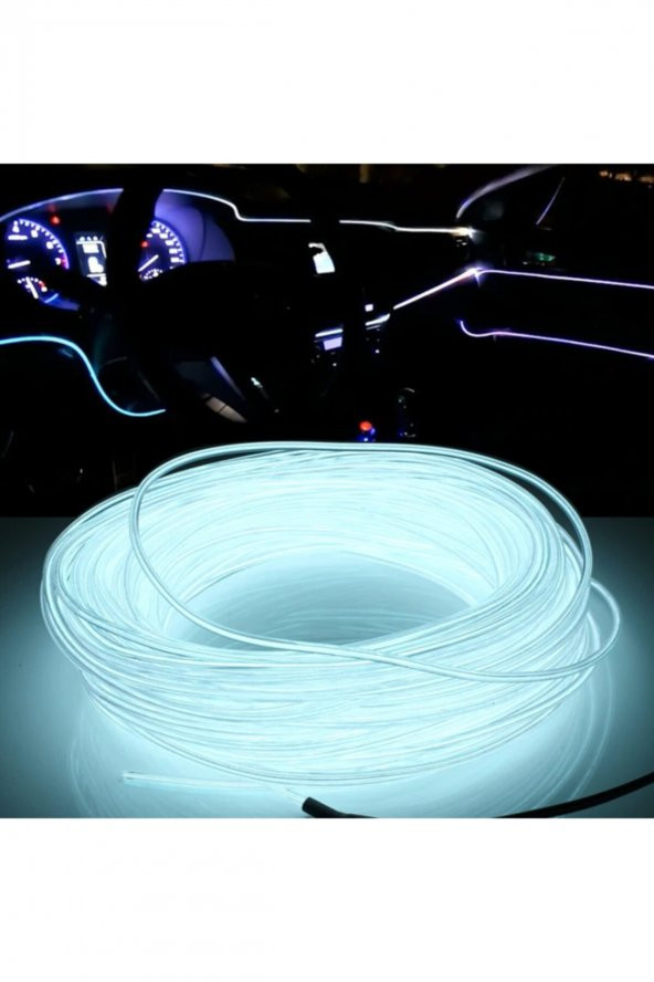5 Metre Beyaz Araç İçi Torpido Ledi Renkli İp Neon İp Led Şerit Led Neon İp Led