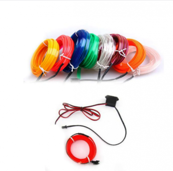 5 METRE  TÜM RENKLER Araç İçi Torpido Ledi Renkli İp Neon İp Led ürün görseli