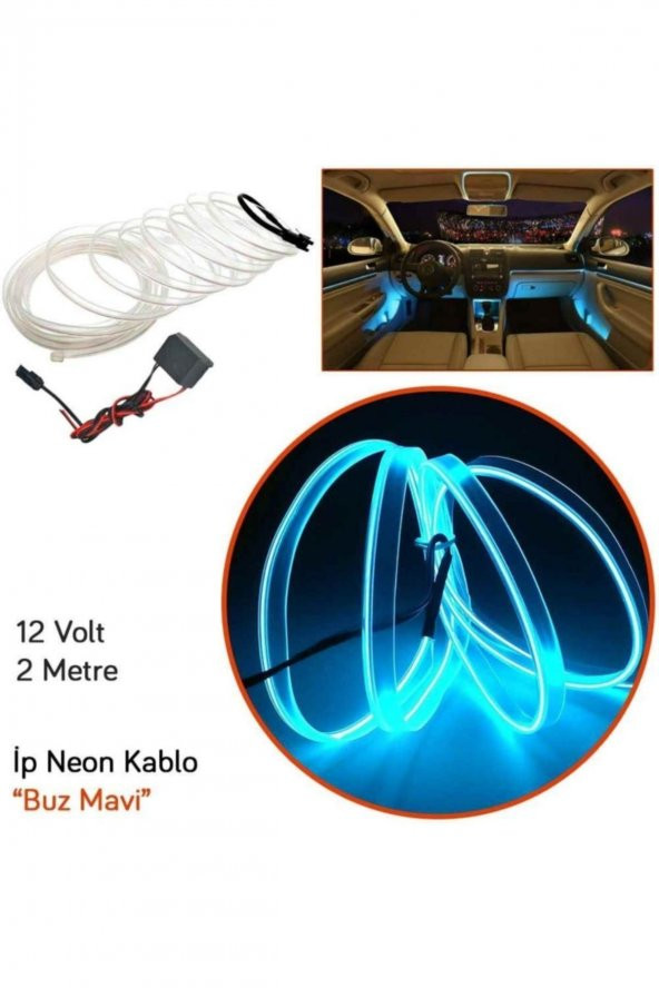 Torpido Led Ip Neon Işıklı Dekoratif Buz Mavisi 2 m - 2