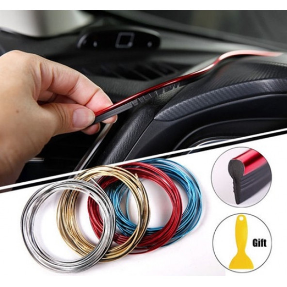 Kırmızı Trim Fitilli Yeni Nesil Araç İçi İp Şerit Balık Sırtı Nikelajlı - 3