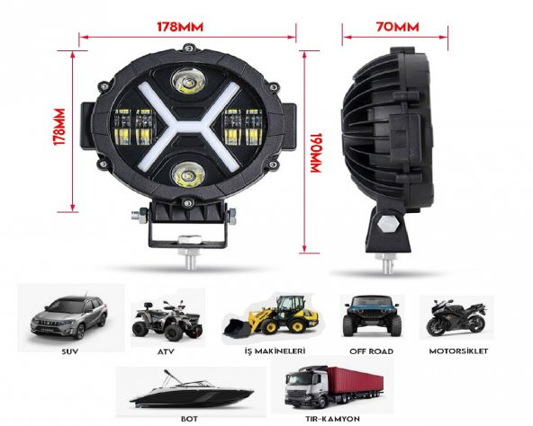 POINT MARKETING Offroad X Angel Led Projektör Lamba 4d Uyumlu - 3