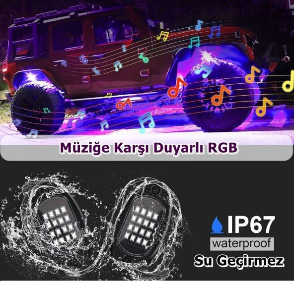 POINT MARKETING Off Road Araç Altı Rgb Led Aydınlatma Led 4lü Set App Telefon Ve Kumanda Kontrollü - 2
