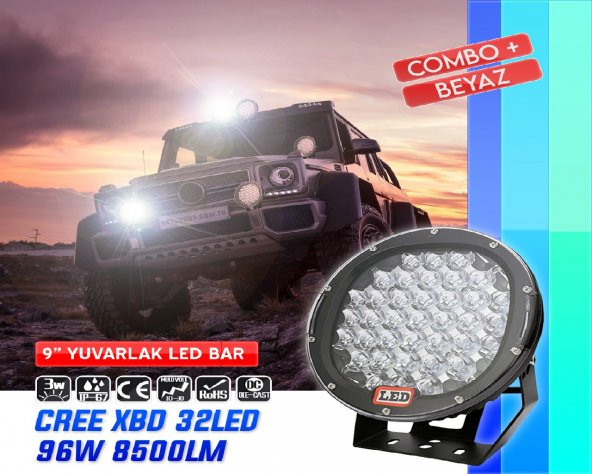 9 inç Off Road Led Lamba 96w 32 Led Explorer Siyah