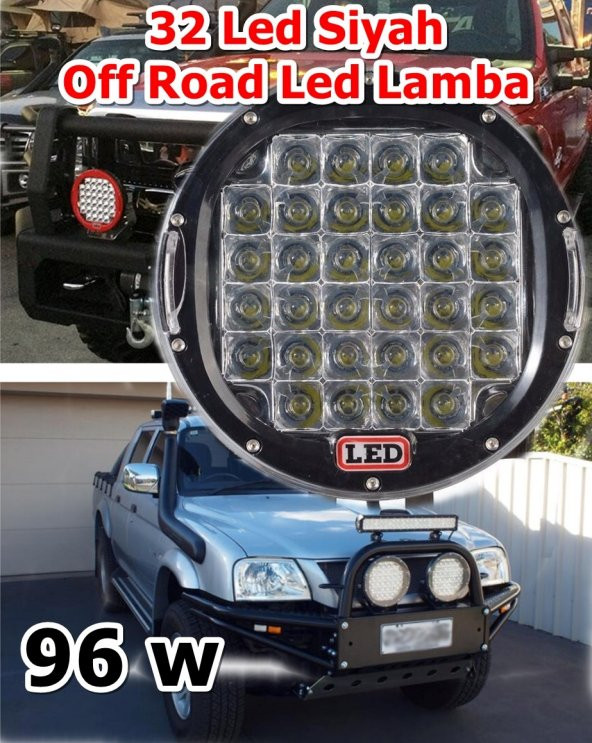 9 inç Off Road Led Lamba 96w 32 Led Explorer Siyah - 2