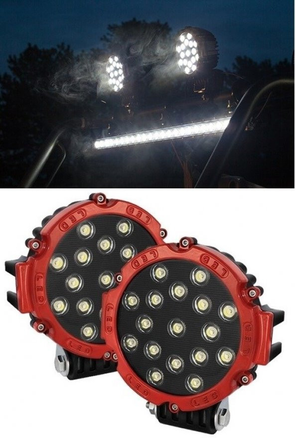 POINT MARKETING 7 İnc 17 Led 51 W Beyaz Kalın Gündüz Ledi Off Road Far Çalışma Lambası Sis Lambası